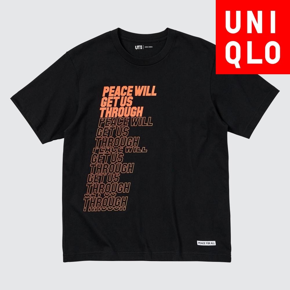 UNIQLO JAPAN PEACE FOR ALL Футболка с рисунком, короткий рукав, стандартный крой Shingo Kunieda 09 BLACK/XS