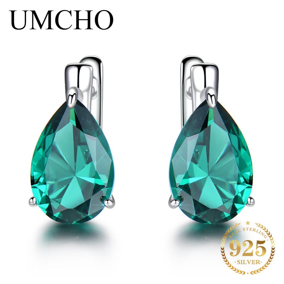 Элегантные серьги-клипсы UMCHO Created s925 изумрудный