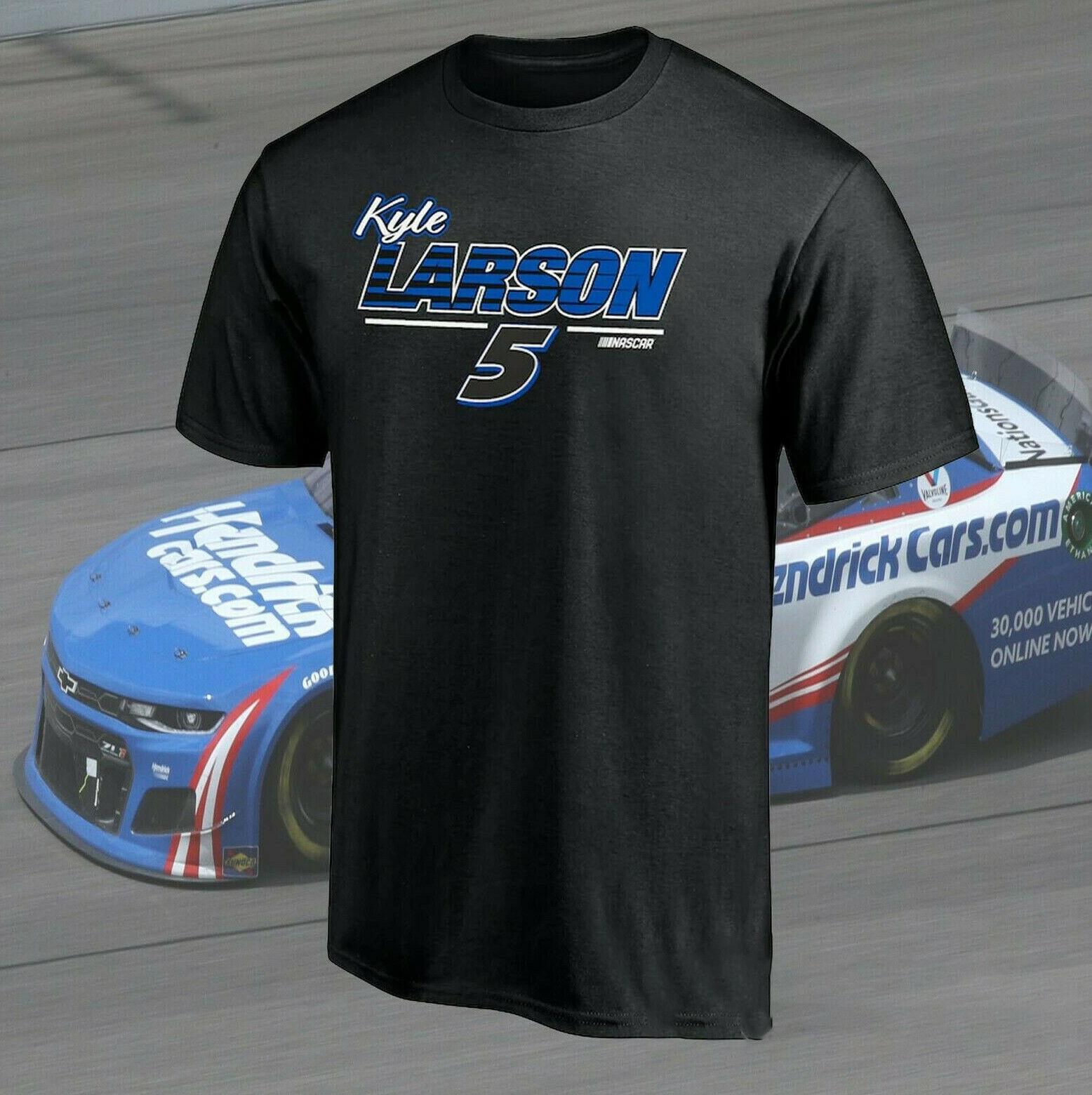 Горячая черная футболка Kyle Larson 5 Dominant Winner S