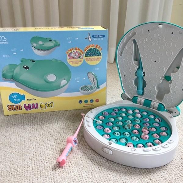 Babymong, спиннинг бегемот, рыбалка, детский сад, магнитная игрушка-рыба для малышей, мята, популярные корейские игрушки