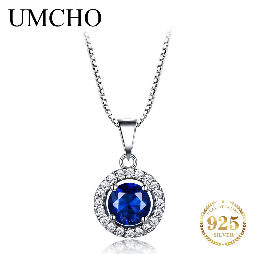 UMCHO Винтажный серебряный кулон с сапфиром и изумрудом сапфировый