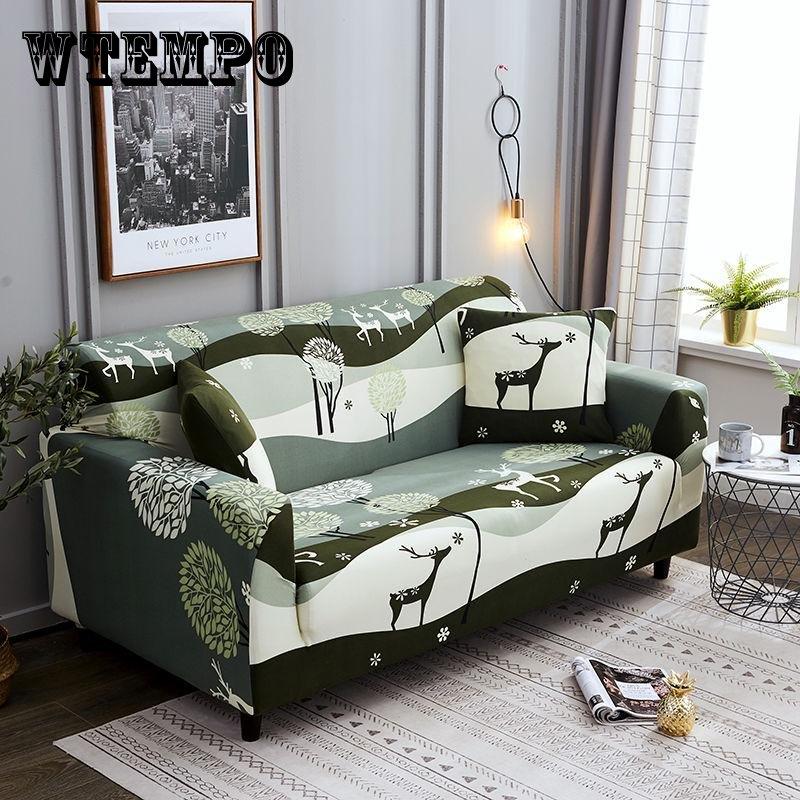  Эластичные чехлы для диванов Merry Christmas Elk Slipcover 1/2/3/4 Seater All-inclusive Big Elasticity Covers 1 seater 90*145 cm