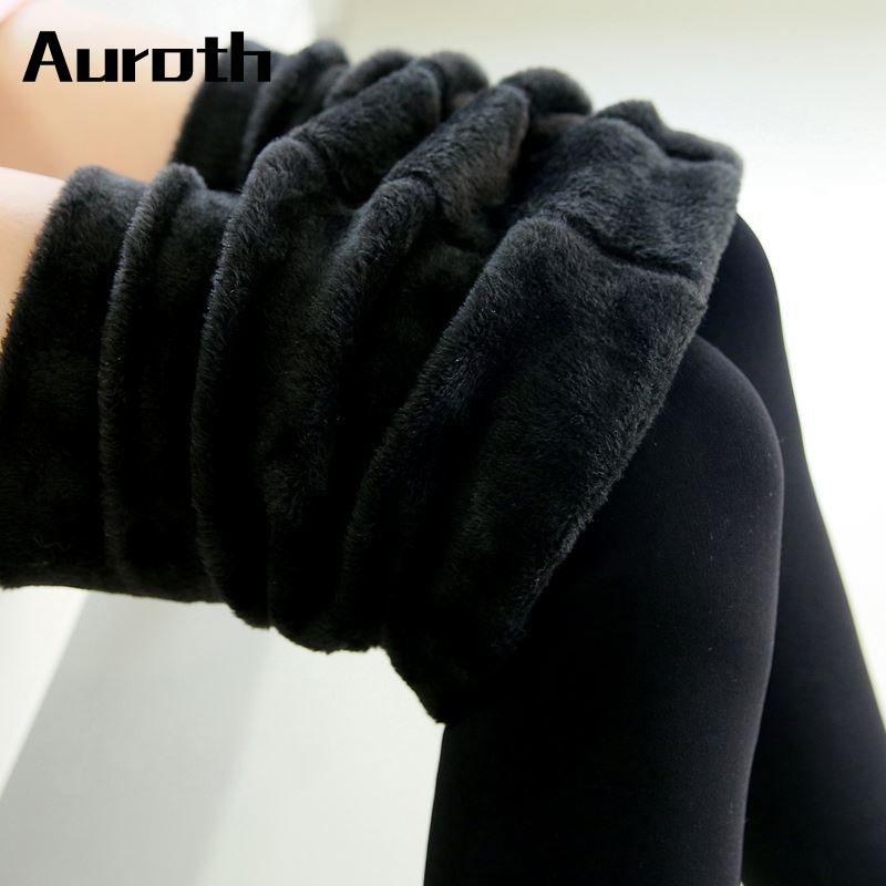 Auroth зимние женские бархатные теплые леггинсы, эластичные утепленные леггинсы с высокой талией, эластичные колготки S коричневый
