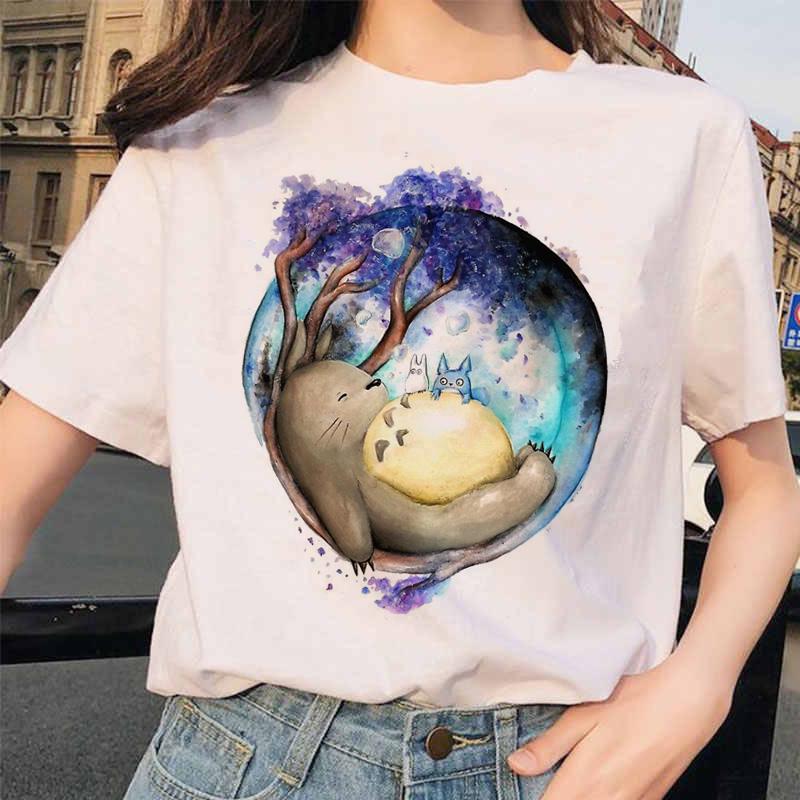 Футболка Totoro Spirited Away Studio Ghibli Femme, японская футболка унисекс Ulzzang, аниме-футболки Миядзаки Хаяо для женщин L