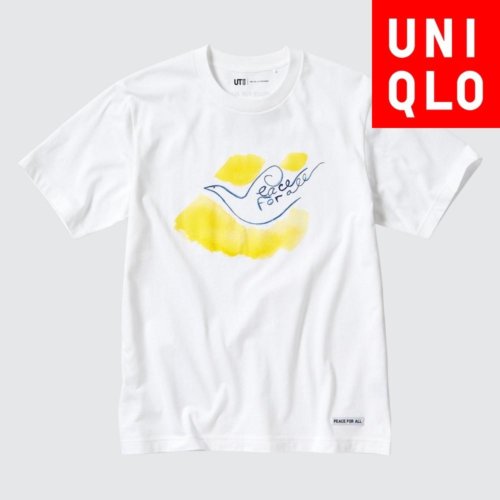 Футболки и лонгсливы  Joom Футболка Uniqlo Japan Peace For All с коротким рукавом, стандартный покрой, Инес Де Ла Фрессанж 00 WHITE/XL