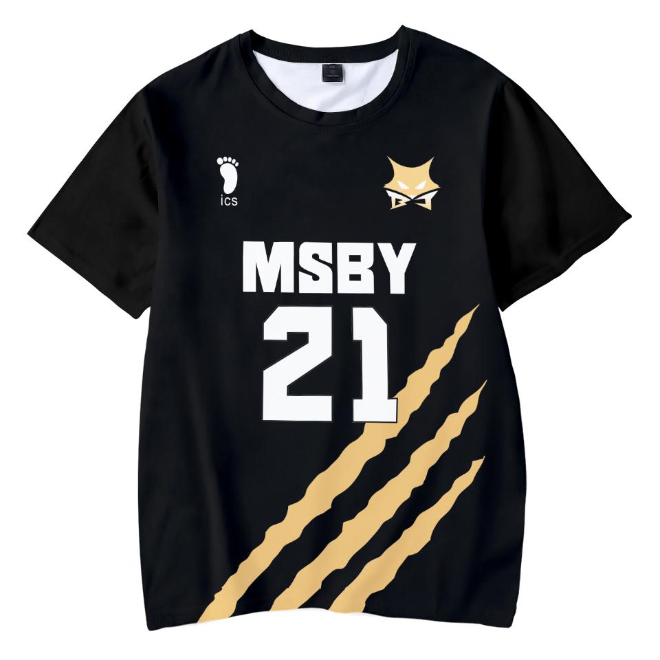 Haikyuu MSBY Black Jackal 3D летняя футболка MSBY футболки с круглым вырезом модные футболки с короткими рукавами camiseta masculina футболки XXS