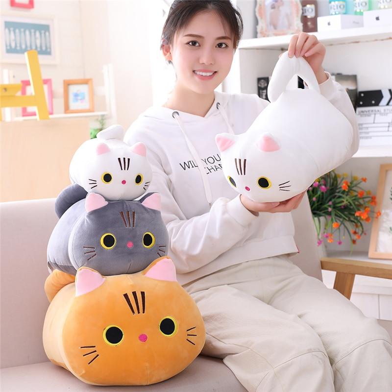 Милая мягкая плюшевая подушка с изображением кота, подушка Kawaii, чучела кошек, плюшевые игрушки, подарок для детей 25cm серый