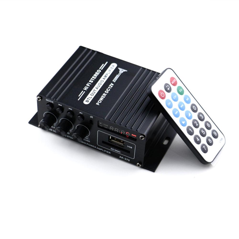 AK370 12 В мини-усилитель мощности звука BT цифровой аудиоприемник AMP USB-слот для карты памяти MP3-плеер чёрный