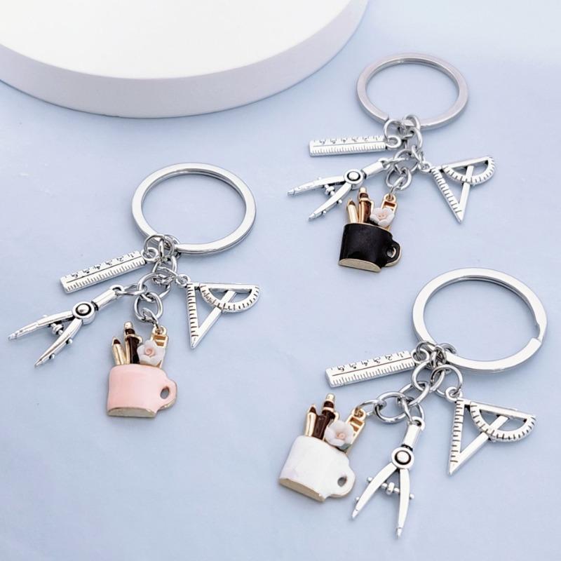 Модные аксессуары DIY циркуль линейка держатель ручки набор квадрат креативный брелок ученик учитель праздничный подарок брелок кулон кулон