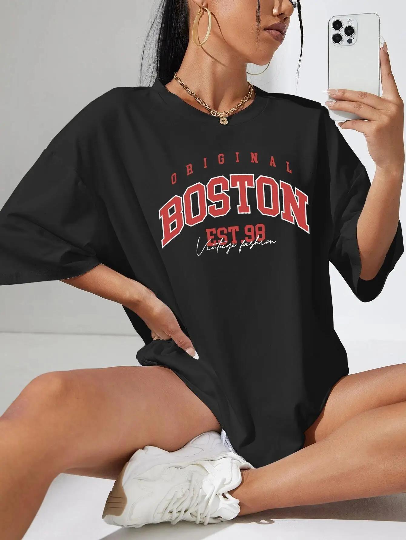 Футболка Boston Est99 с принтом женская мягкая уличная спортивная с коротким рукавом классная летняя повседневная футболка S