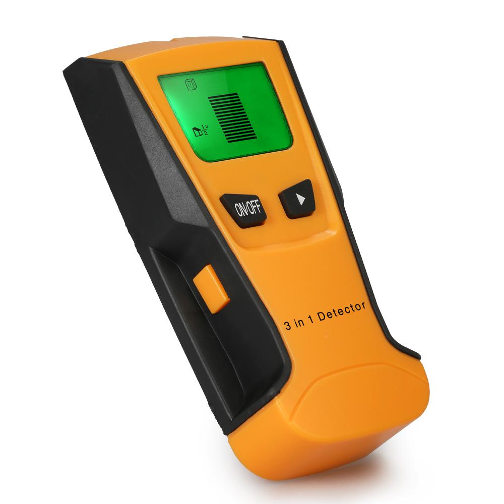 Stud Finder 3 в 1 Многофункциональный ЖК-цифровой настенный детектор Металл Деревянный кабель переменного тока Сканер проводов под напряжением оранжевый