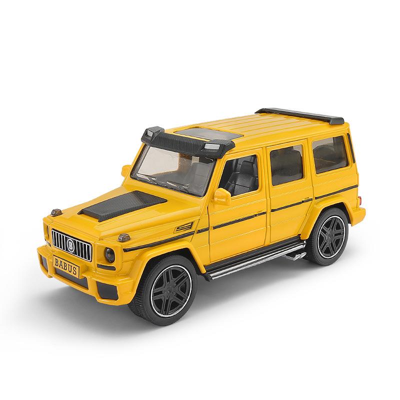 Масштаб 1/24 Benz G65, литая под давлением модель автомобиля, игрушечный автомобиль с откатным механизмом, звуком и светом для детей, коллекция подарков для мальчиков и девочек 1/24-18x8.5x8 cm жёлтый