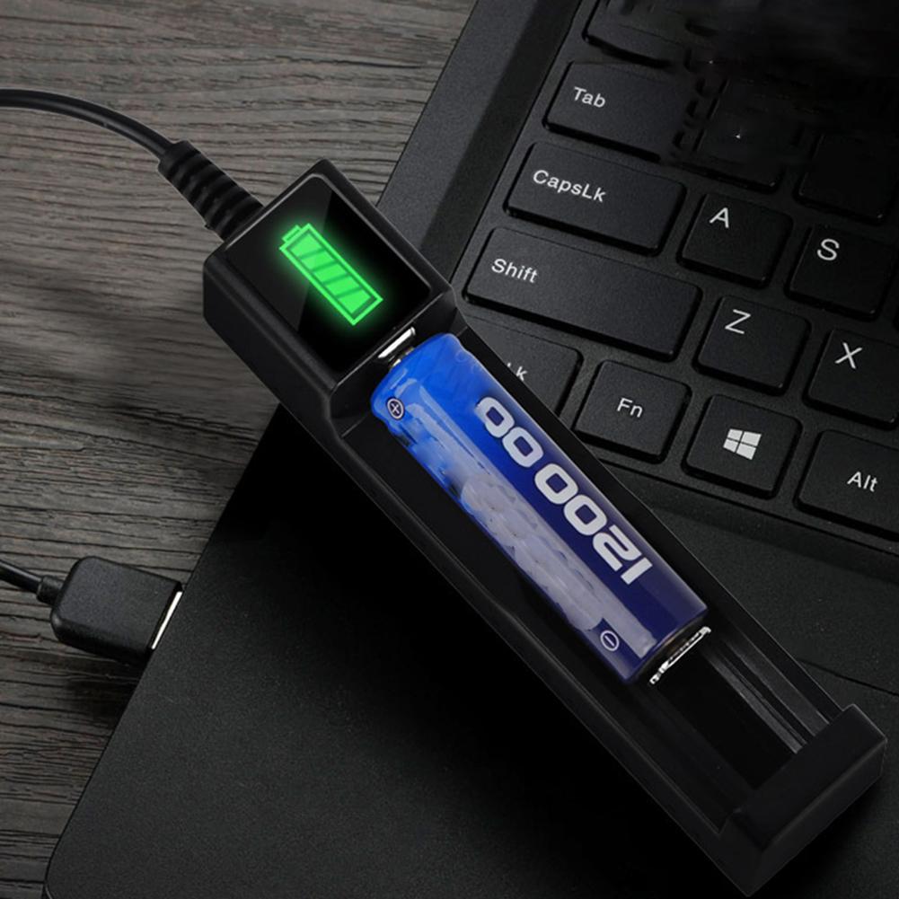 USB-адаптер для зарядного устройства с 1 слотом для аккумулятора, умная зарядка для литий-ионных аккумуляторов 18650 14500