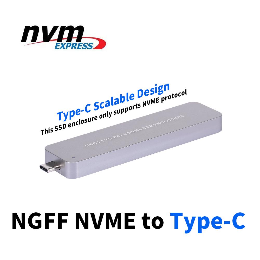 Адаптер M.2 NVME на Type-C Адаптер M2 PCIE SSD Корпус для портативного жесткого диска Plug & Play серый
