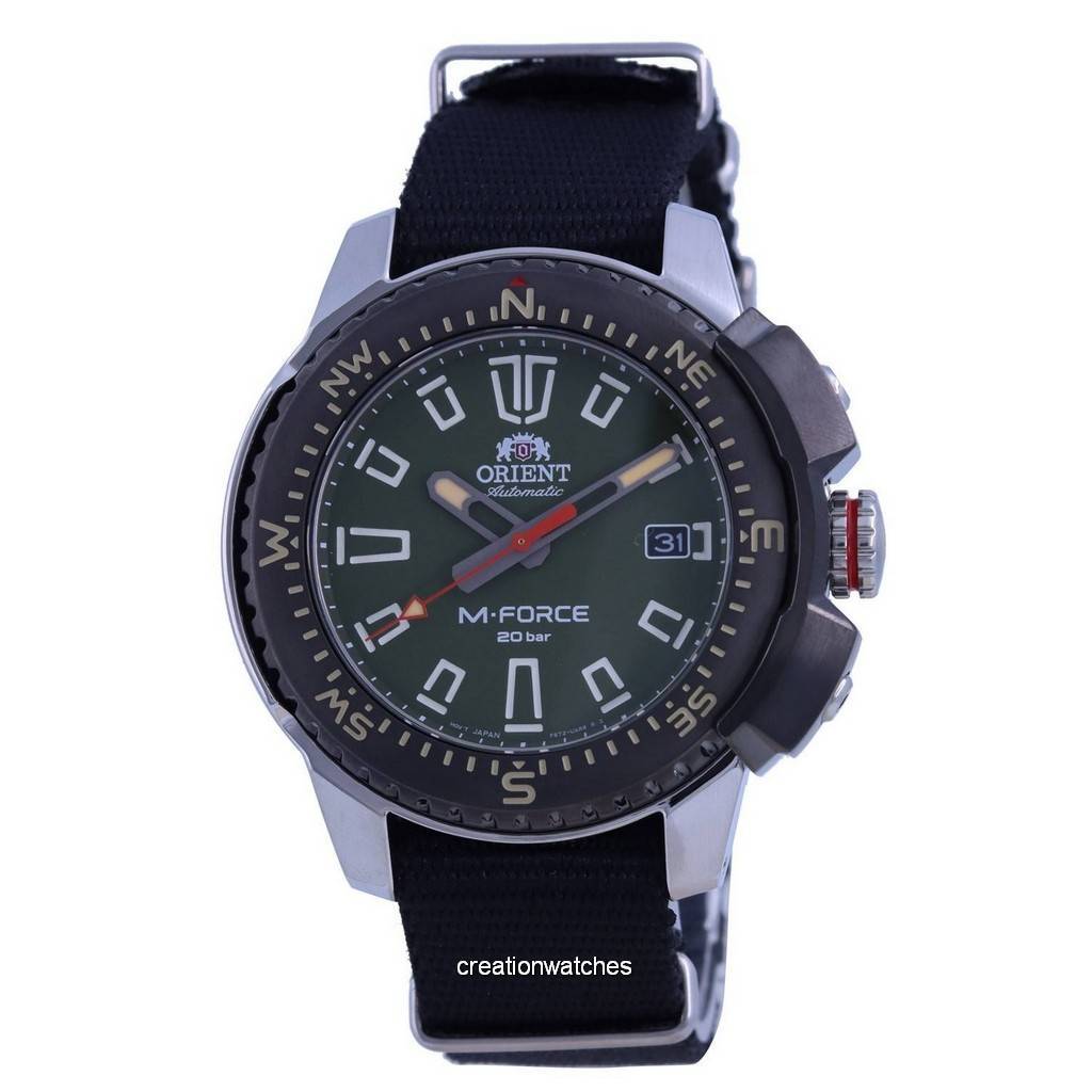 Брендовые часы  Joom Orient M-Force Green Dial Stainless Steel Automatic Diver s RA-AC0N03E10B 200M Мужские часы зелёный