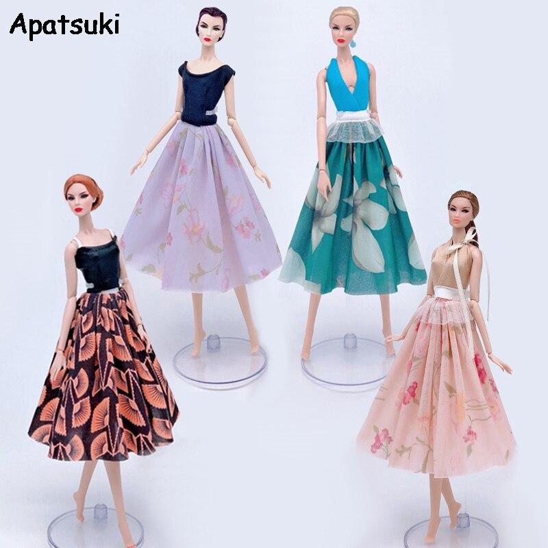 Игрушки для детей, модная кукольная одежда для куклы Барби, жилет и деревенская юбка-миди с цветочным принтом, аксессуары для кукол 1/6 зелёный
