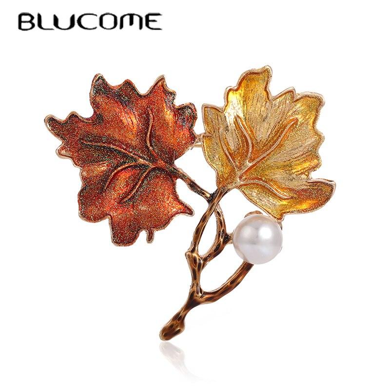 Blucome, высококачественная брошь в виде кленового листа, роскошная медная брошь для женщин, шпильки для хиджаба на свадьбу и вечеринку красный