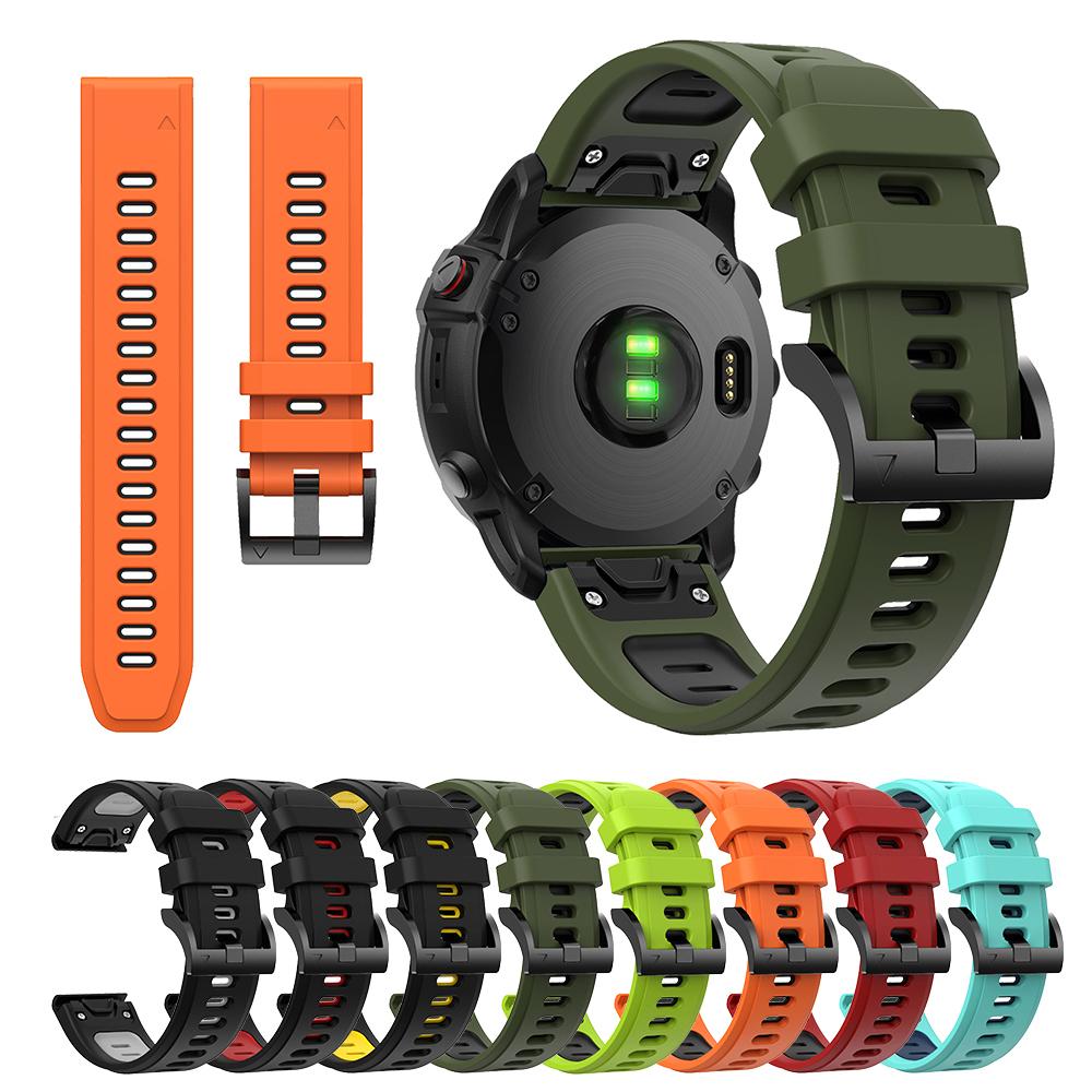 Силиконовый ремешок 22 мм 26 мм для Garmin Fenix ​​7 7X 6 6X 5 5X, быстросъемный ремешок для часов Garmin Fenix ​​3/3 HR/3, сапфировый ремешок для умных часов 22mm (For Fenix 7 6 5) жёлтый/чёрный