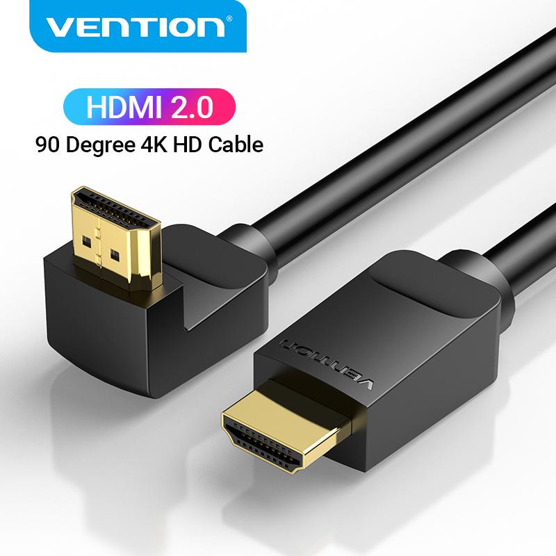 HDMI-кабели и адаптеры Vention HDMI-кабель 4K HDMI 2.0 кабель HDMI адаптер с углом наклона 90/270 градусов для Apple TV PS4 сплиттер видео аудио кабель HDMI 90 градусов 1m чёрный