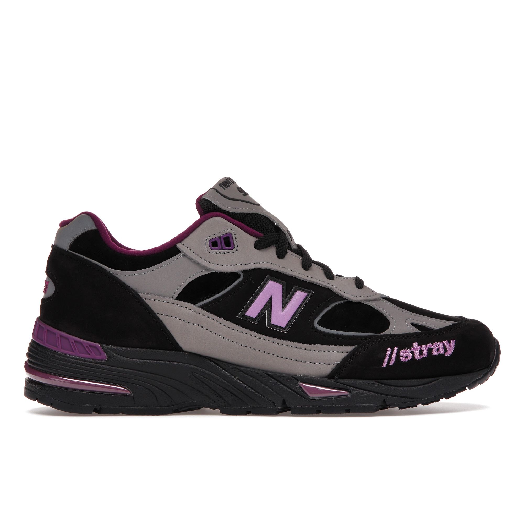New Balance Stray Rats x 991 Сделано в Англии Черные Фиолетовые мужские кроссовки Серые M991SRP 44