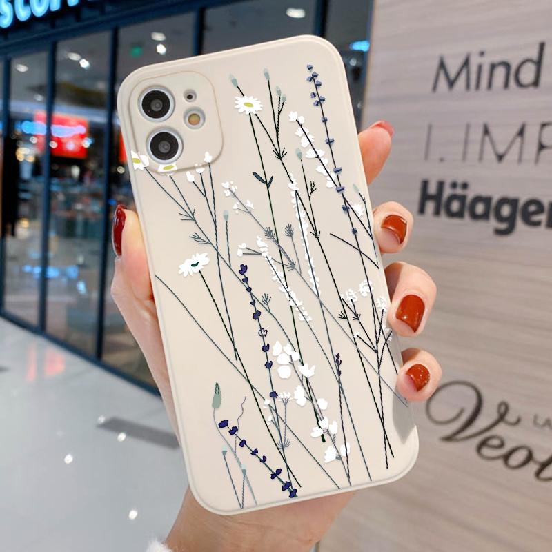 Защита объектива камеры для Samsung Galaxy A32 A51 A50 Redmi 9C Note9 iPhone 11, чехол для iPhone 12 Pro Max 6S 7 8 Plus, чехол с цветочным узором, сумка для телефона iPhone X