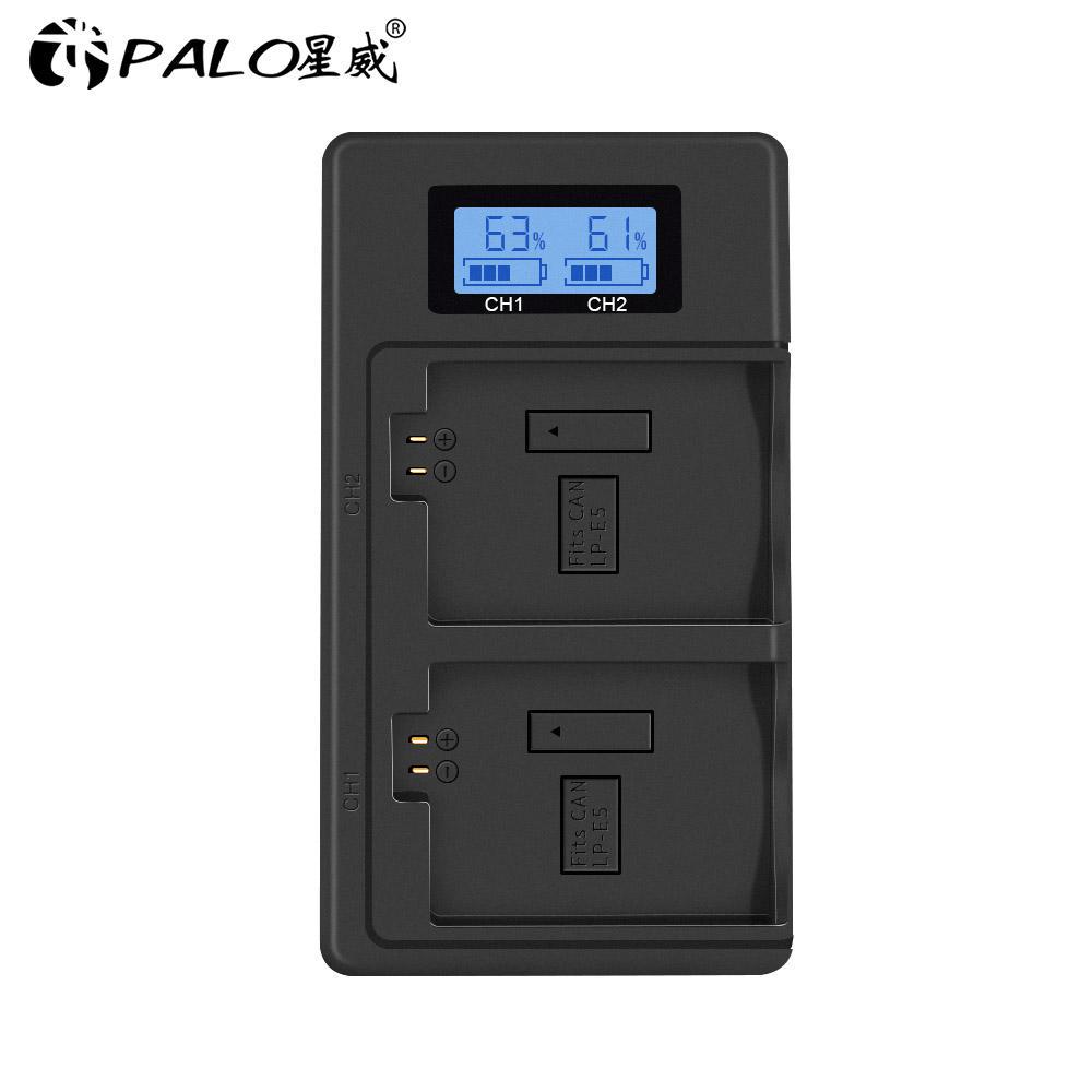 PALO LP-E5 LPE5 LP E5 Зарядное устройство с двумя USB-портами Быстрое зарядное устройство для аккумулятора Canon EOS Rebel XS rebel T1i rebel XSi 1000D 500D 450D one charger