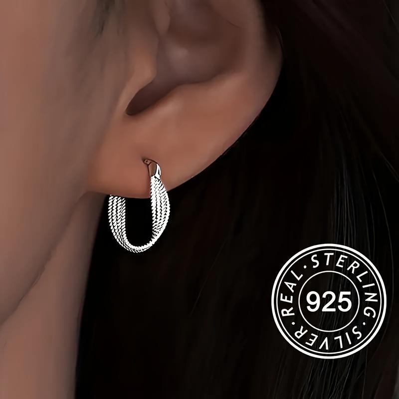  Серьги-кольца из стерлингового серебра 925 пробы, гипоаллергенные, простой элегантный стиль, подходят для женщин, повседневная одежда, женский подарок серебряный