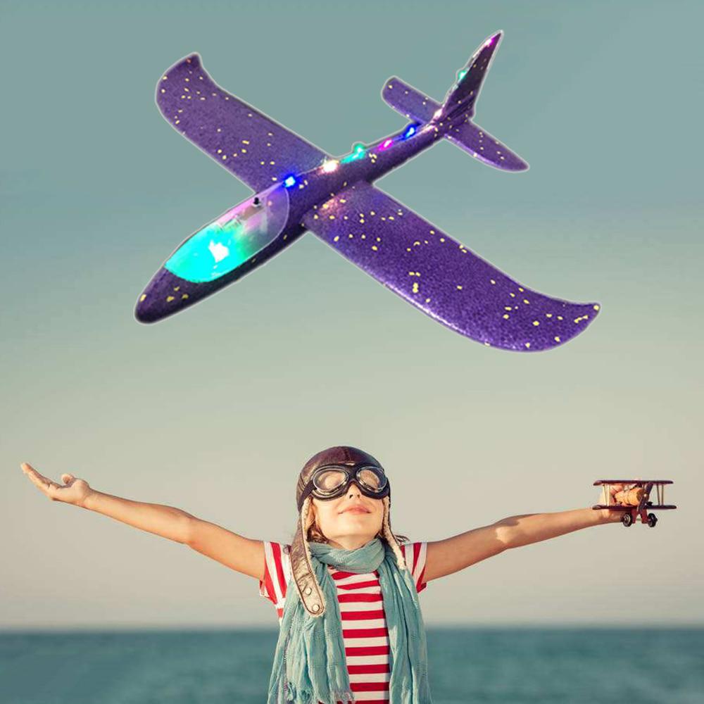 Ручной бросок самолета EPP Foam Outdoor Launch Glider Plane Детские игрушки 48 см Интересный запуск Инерционная модель в подарок full LED 48cm фиолетовый