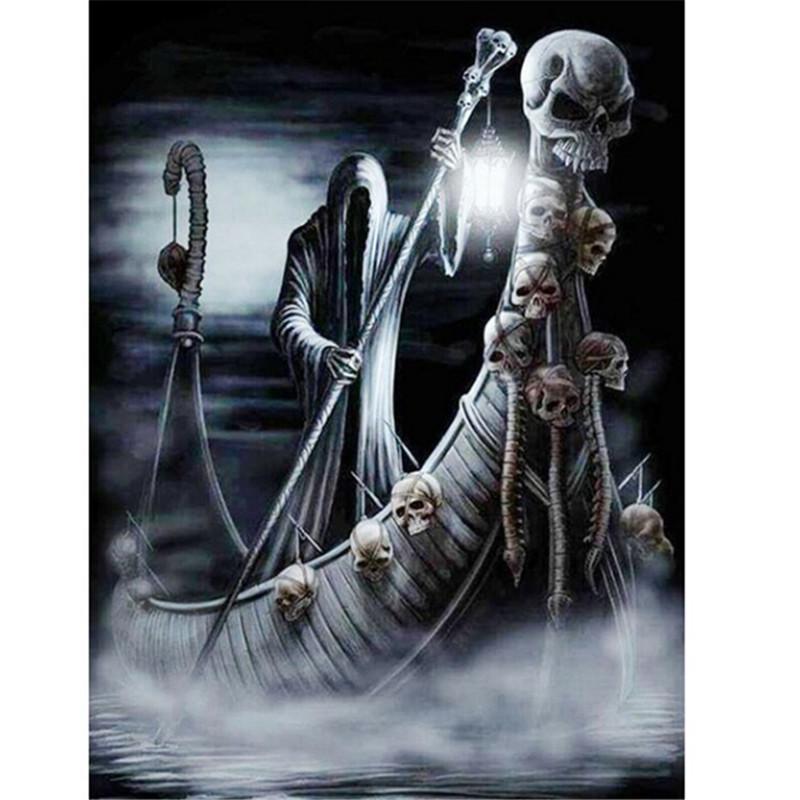 Полный 5D Diy алмазная живопись Grim Reaper катание на лодке Алмазная вышивка полный набор аниме наборы для вышивки крестом домашний декор подарок ручной работы Round 20x30cm
