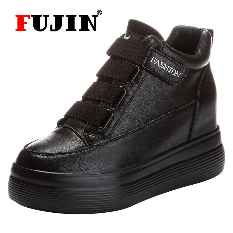 Fujin/летние весенне-осенние носки, удобные кроссовки на платформе, вязаная дышащая удобная женская обувь для бега, массивная женская обувь для девочек 34 чёрный