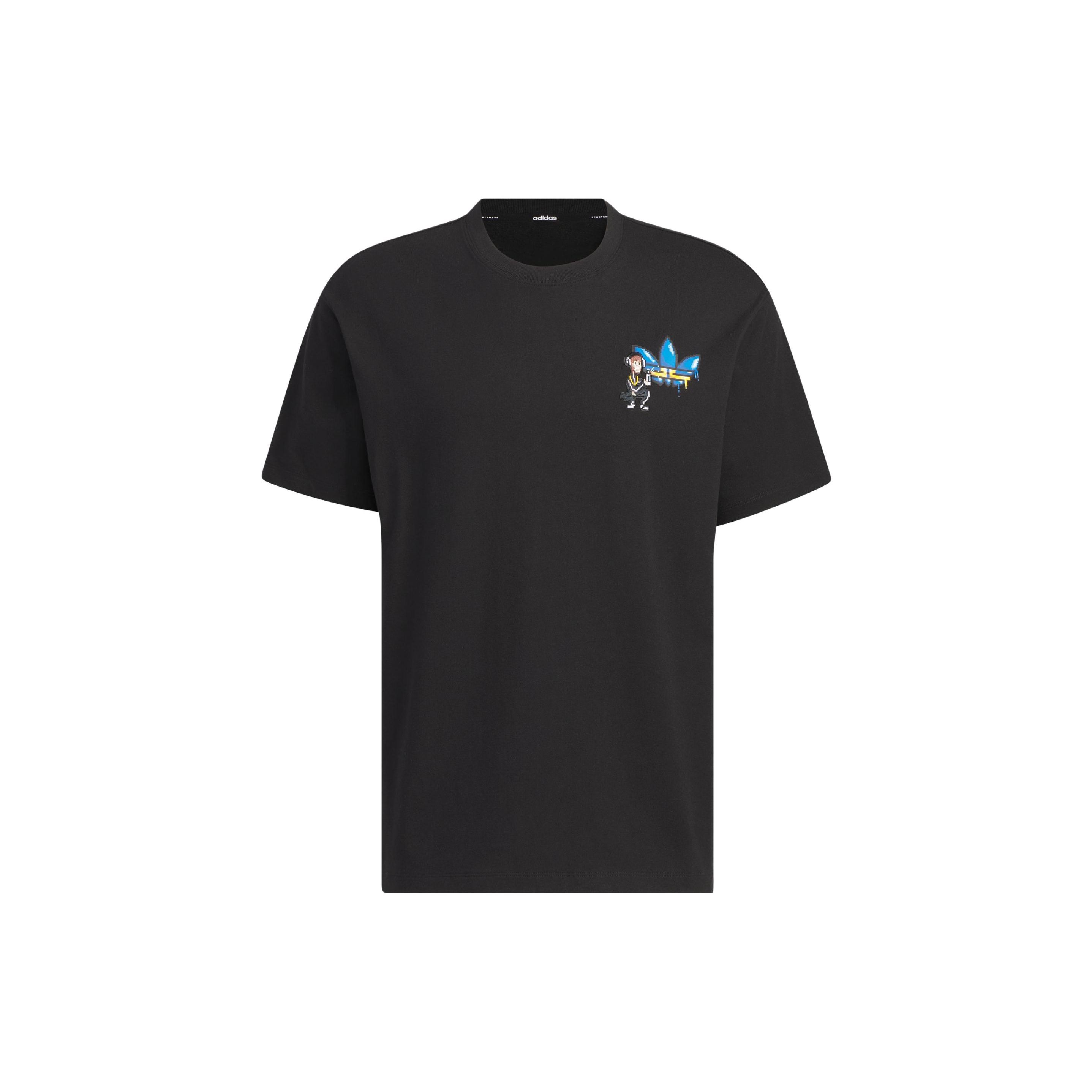 Совместная футболка Adidas Originals Trefoil X Monkey Kingdom Gfx с топами унисекс с мультяшным принтом, черная IP1791 M