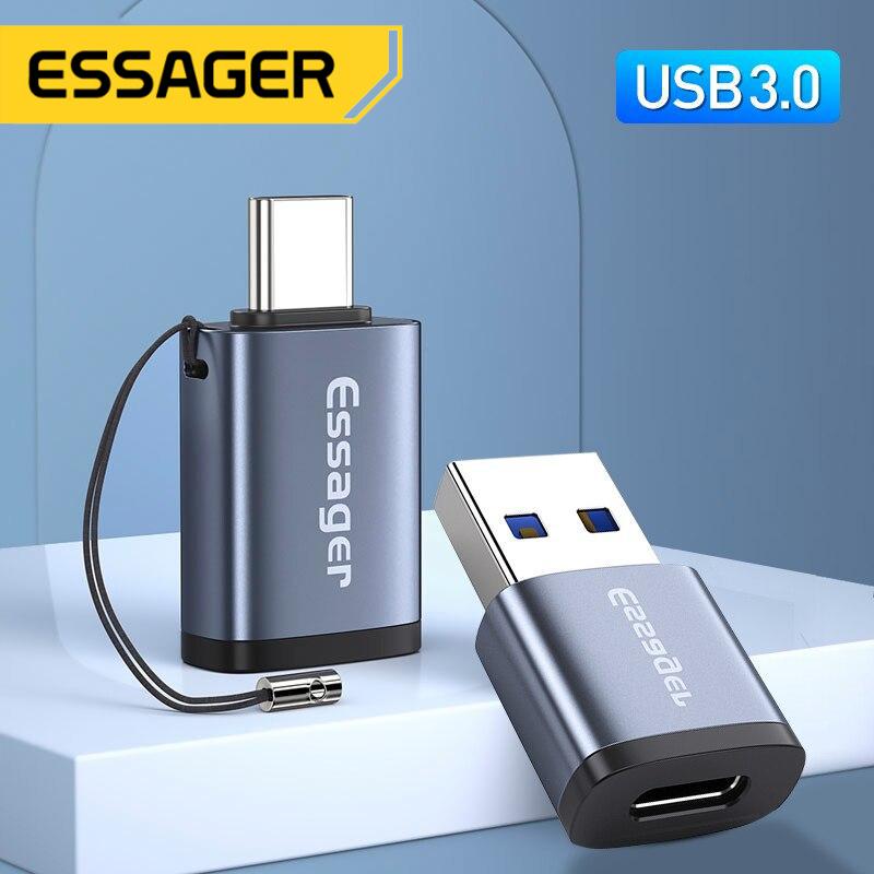 Essager USB 3,0 Type-C OTG адаптер Type C USB C конвертер «папа-USB-мама» для Macbook Xiaomi Samsung S20 USBC OTG разъем Micro to Type C