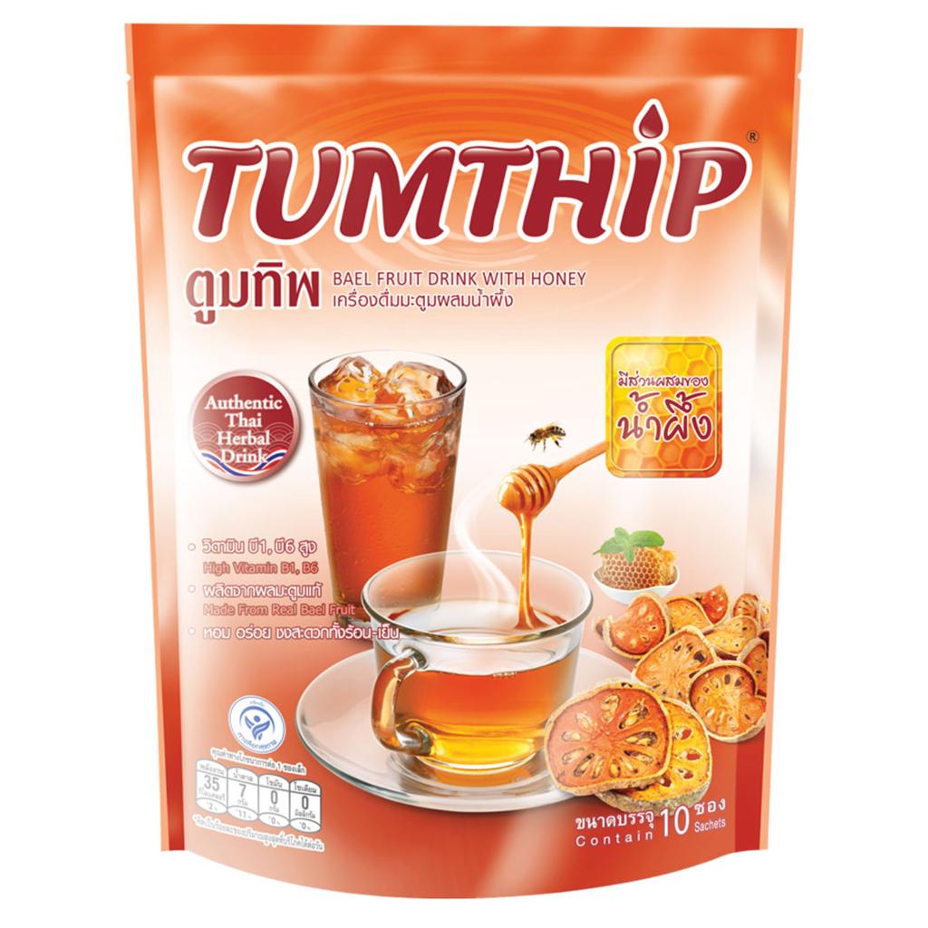 TUMTHIP Растворимый фруктовый напиток Bael с медом, 10 пакетиков - Тайский 10 Sachets коричневый
