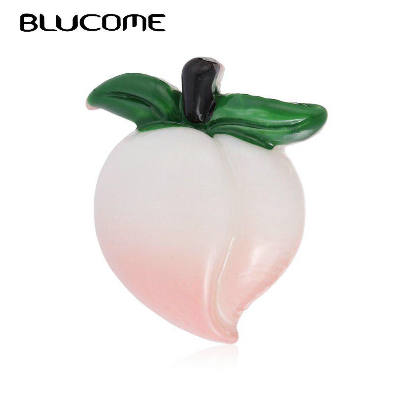 Blucome мини-броши в форме розового персика для женщин, сумка, костюм, вечерние модные аксессуары, милая брошь в форме фруктов, значок на булавке, подарок белый