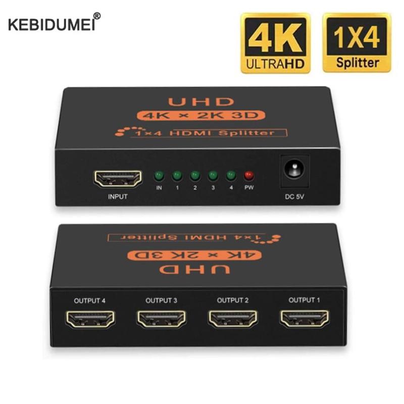  4K HDMI-сплиттер-переключатель 1 в 4 выхода 1080P конвертер видеодисплея HDMI-совместимый видеопереключатель дублирующий усилитель экрана для HDTV DVD PS3/4 Xbox 4K