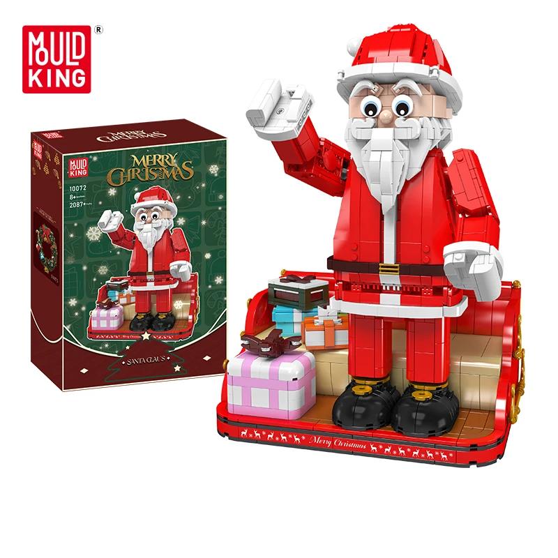 Mold King 10072, рождественские украшения, строительный блок, модель Санта-Клауса, игрушки, сборка, наборы кирпичей, детский рождественский подарок красный