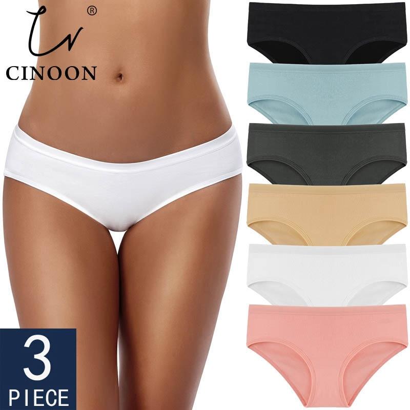 CINOON, 3 шт./компл., женские трусики, хлопковое нижнее белье, однотонные трусы для девочек, мягкие трусики с низкой посадкой, женские трусы, женское нижнее белье XL