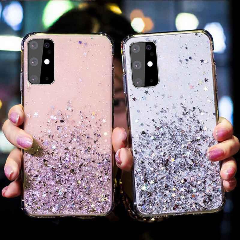 Модный блестящий чехол для Samsung Galaxy S25 S24 S23 S21 Ultra S20 FE A56 A36 A54 A34 A73 A53 A15 A25 A35 A55 A05 A72 A52 A71 A51 Блестящий силиконовый чехол Samsung Galaxy S20 фиолетовый