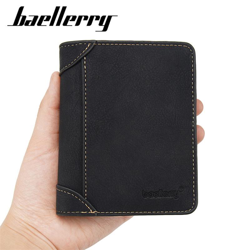 Baellerry мужские модные кошельки классический дизайн визитница кошелек винтажный короткий кошелек 12*10*2.5cm чёрный