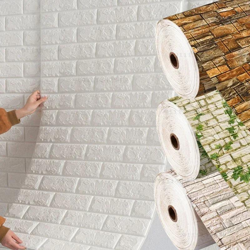 Панели из кирпичной пены 100 см x 70 см, 3D наклейки на стену, самоклеящиеся, сделай сам, тисненые каменные обои, домашний декор, декор для гостиной, кухни 70cmX100cm