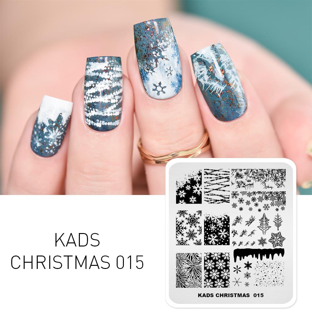 KADS штамп для дизайна ногтей, шаблон для штамповки ногтей, Рождество 015, снежинка, маникюрная пластина с изображением для лака для ногтей «сделай сам»