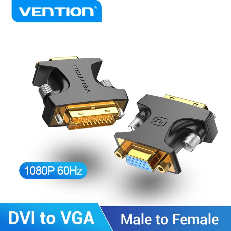 Кабели для компьютера Vention DVI-VGA адаптерный кабель DVI-I 24 + 5 штекер-VGA-мама конвертер 1080P для HDTV-проектора монитора ноутбука DVI Male to VGA Female чёрный