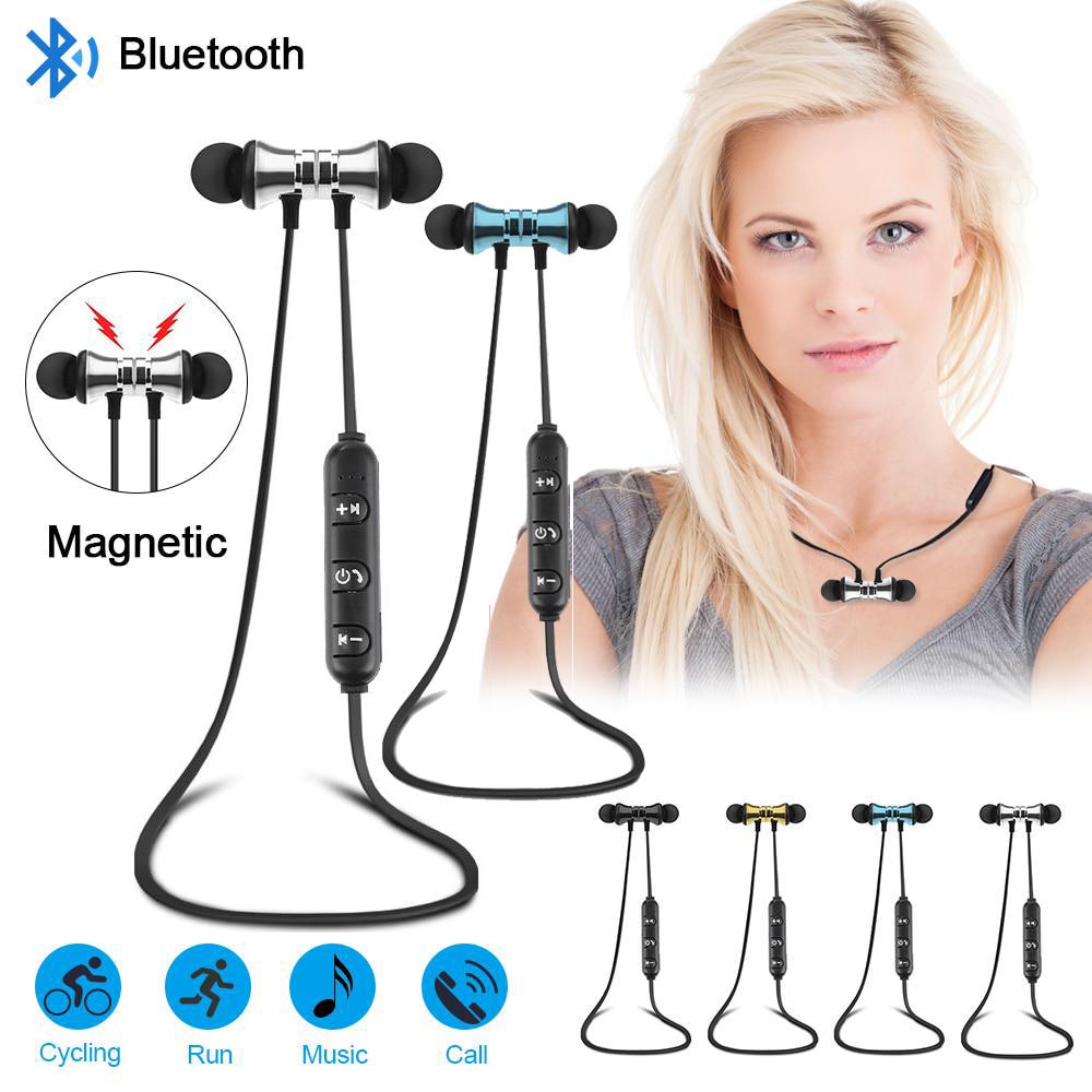 Беспроводные магнитные наушники Bluetooth Беспроводные спортивные наушники Стерео Бас Музыка Наушники синий