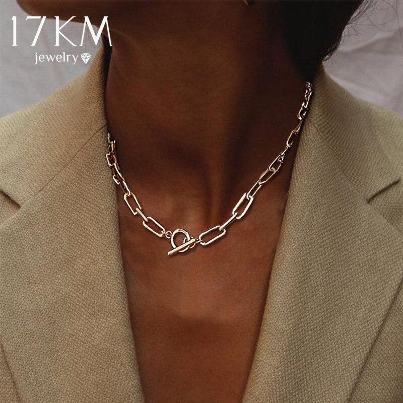 17 км модное золотое толстое ожерелье-цепочка для женщин, модное смешанное колье в форме круга, минималистское колье-колье, вечерние ювелирные изделия