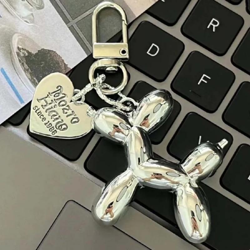 Брелок для ключей с мультяшным воздушным шаром и собакой, кольцо для ключей для женщин и мужчин, новая блестящая милая сумка для домашних животных, автомобильный держатель, коробка для Airpods, ювелирные изделия, подарок другу чёрный