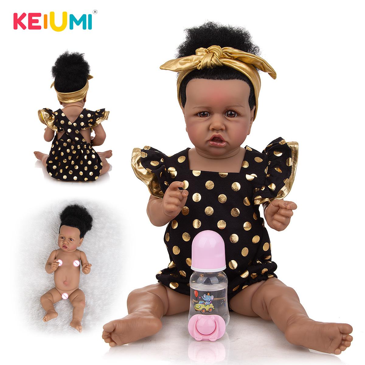Полностью силиконовые KEIUMI 57 см, мягкие силиконовые куклы Reborn, мода 2020 года, кукла Boneca Tan Skin для малышей, игрушки для детей, приятель по играм 57cm