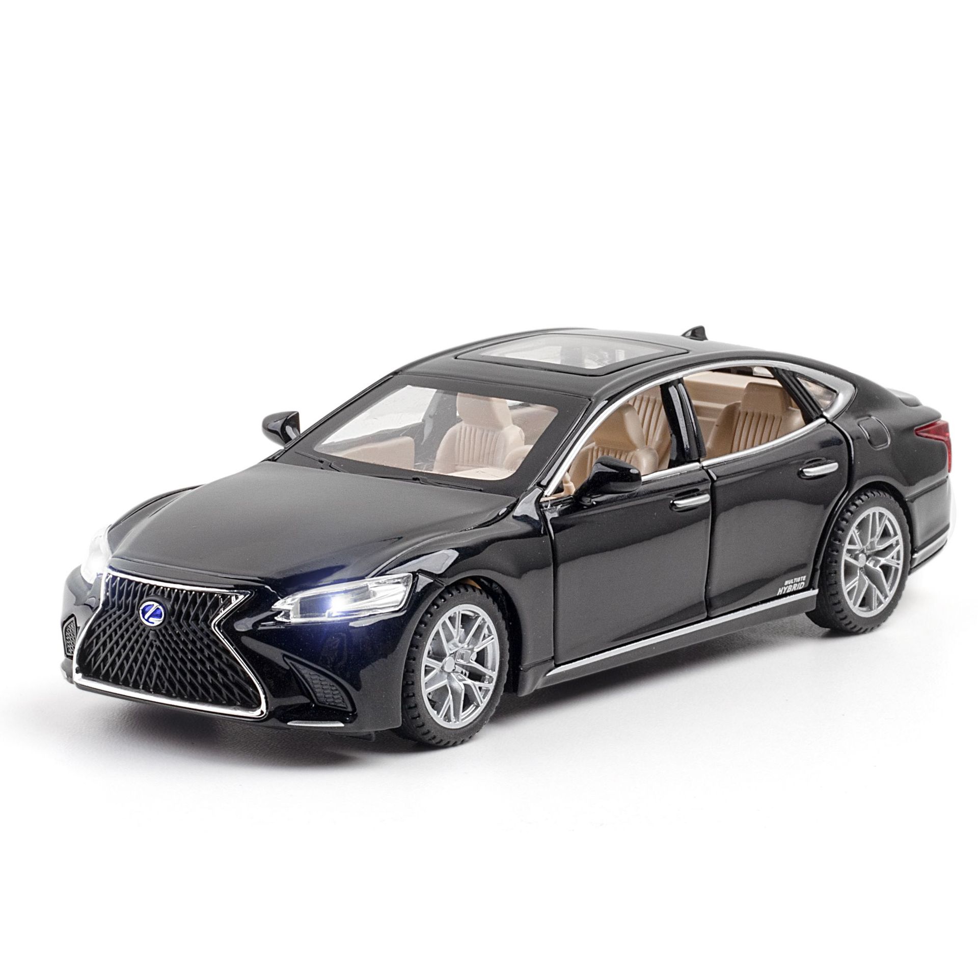 Модель автомобиля в масштабе 1/32, совместимая с LEXUS LS500, металлическая игрушечная машинка для мальчиков, украшение модели автомобиля с отступающим звуком и светом 16.5x7x4.5cm красный