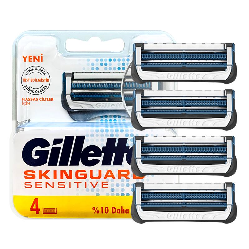 Сменные лезвия для бритв  Joom Лезвия для бритвы Gillette SkinGuard 4 шт./упаковка Смазывающая полоска с экстрактом авокадо для более гладкого бритья Подходит для всех Gillette SkinGuard/Fusion
