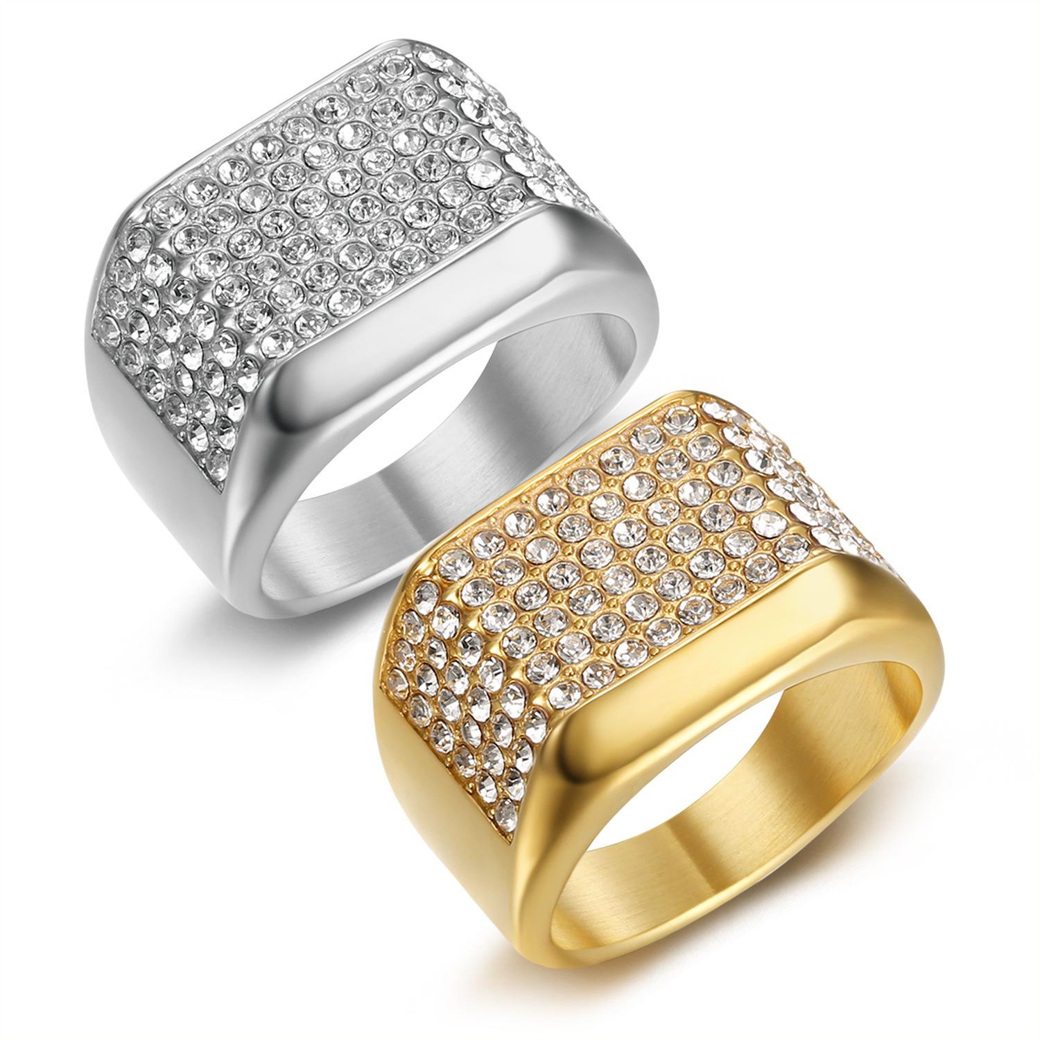  Серебряное кольцо S925, модное кольцо в стиле хип-хоп для ночного клуба, позолоченное кольцо с бриллиантами для мужчин 7