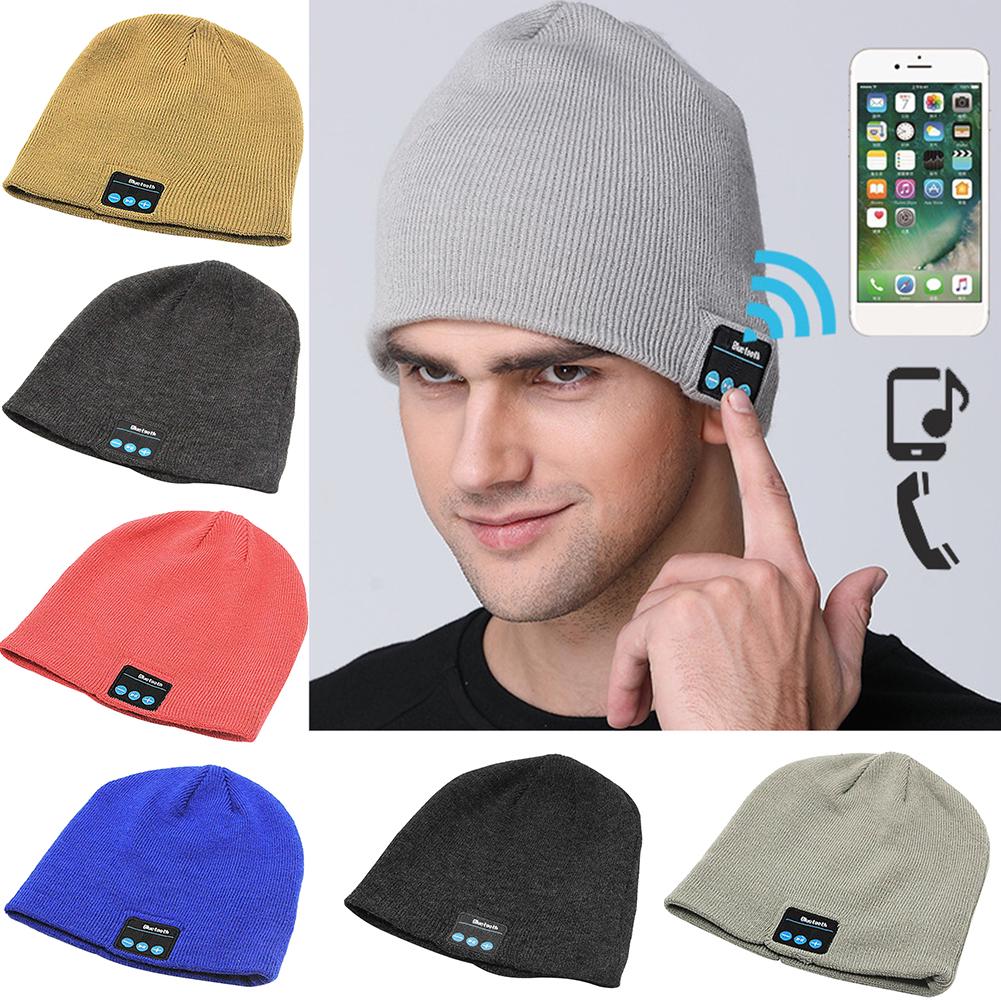 Модные наушники-вкладыши, зимняя беспроводная Bluetooth-вязаная шапка, гарнитура, музыкальная шапочка красный